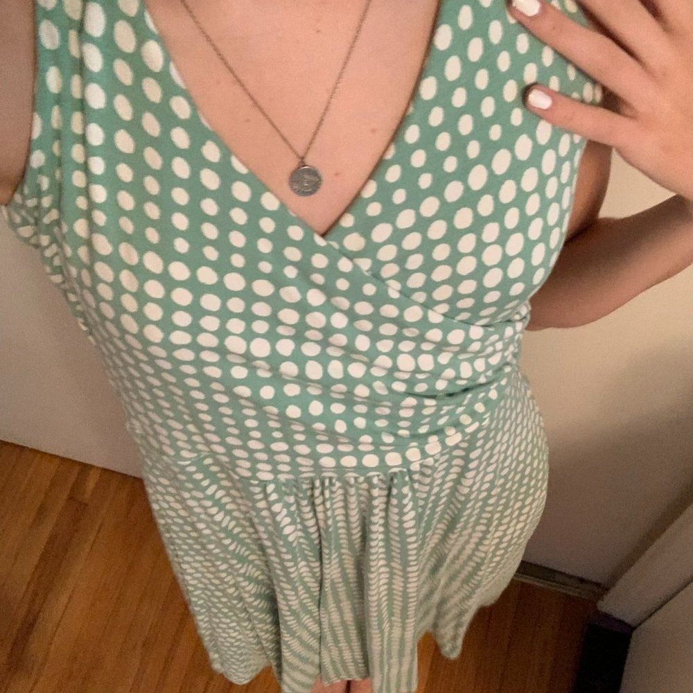 Green and White Summer Halter Midi Dress